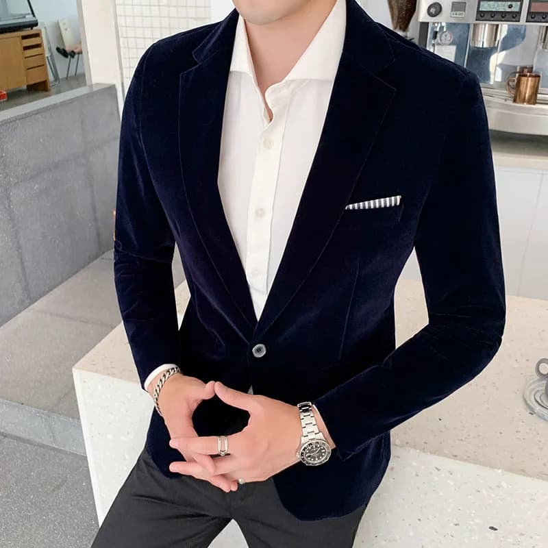 Men Wedding Groom Singer Costume Slim Blazer Formal Wear Dress Burgundy Velvet Blazers
