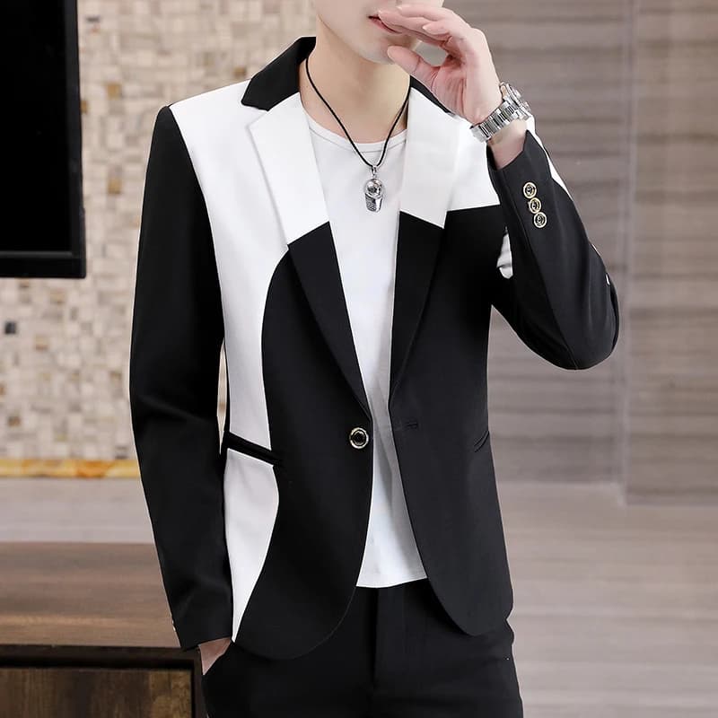 New Splicing Men Blazers Slim Fit Business Casual Suit Jacket