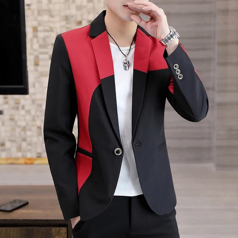 New Splicing Men Blazers Slim Fit Business Casual Suit Jacket
