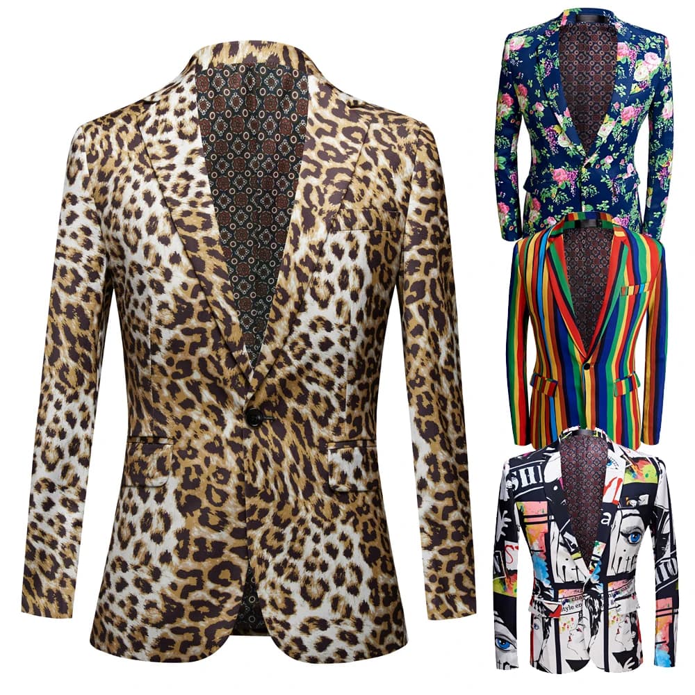New Leopard Print Suit Blazer Party