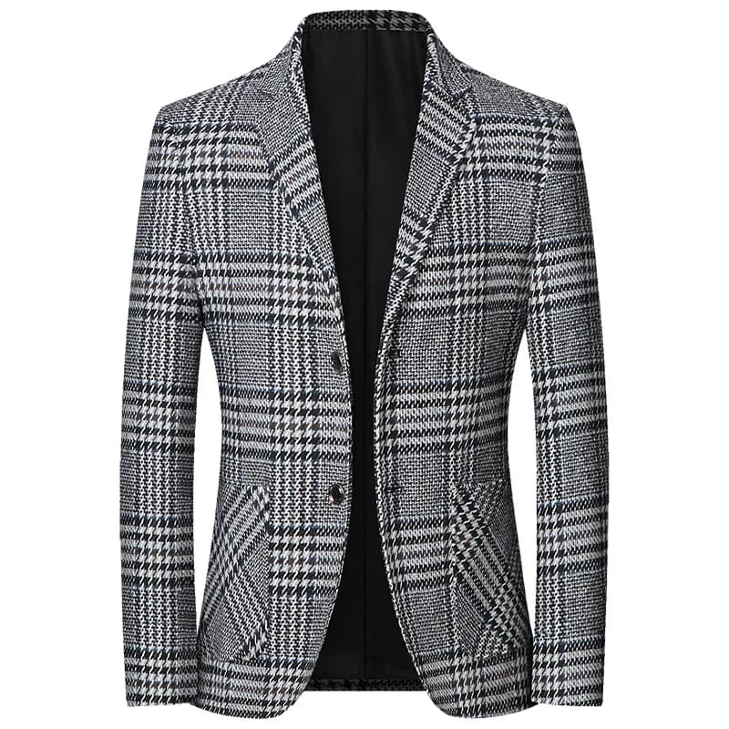New Men Plaid Business Casual Blazers Spring Autumn