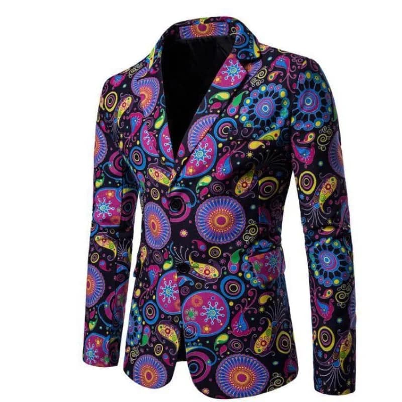 New Jacket for Men Party Blue Animal Print High Quality Blazers