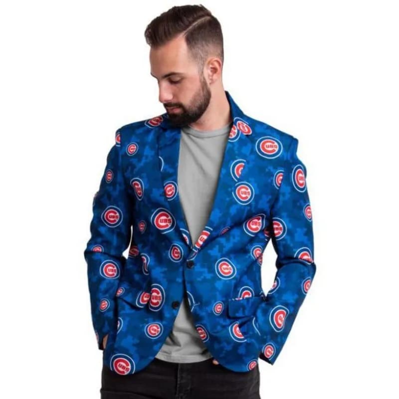 New Jacket for Men Party Blue Animal Print High Quality Blazers