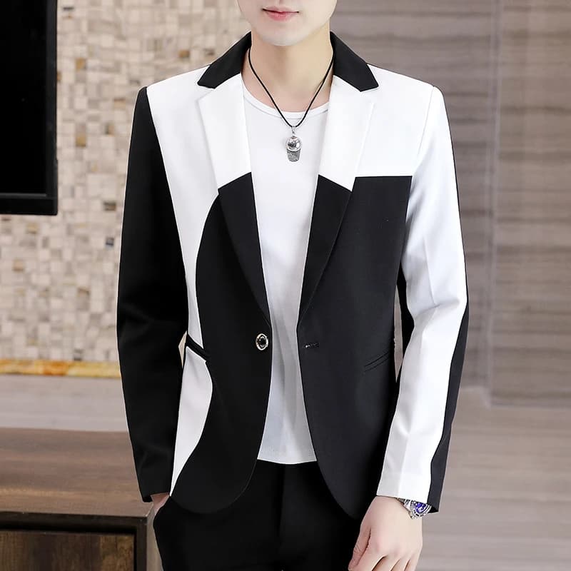 New Splicing Men Blazers Slim Fit Business Casual Suit Jacket