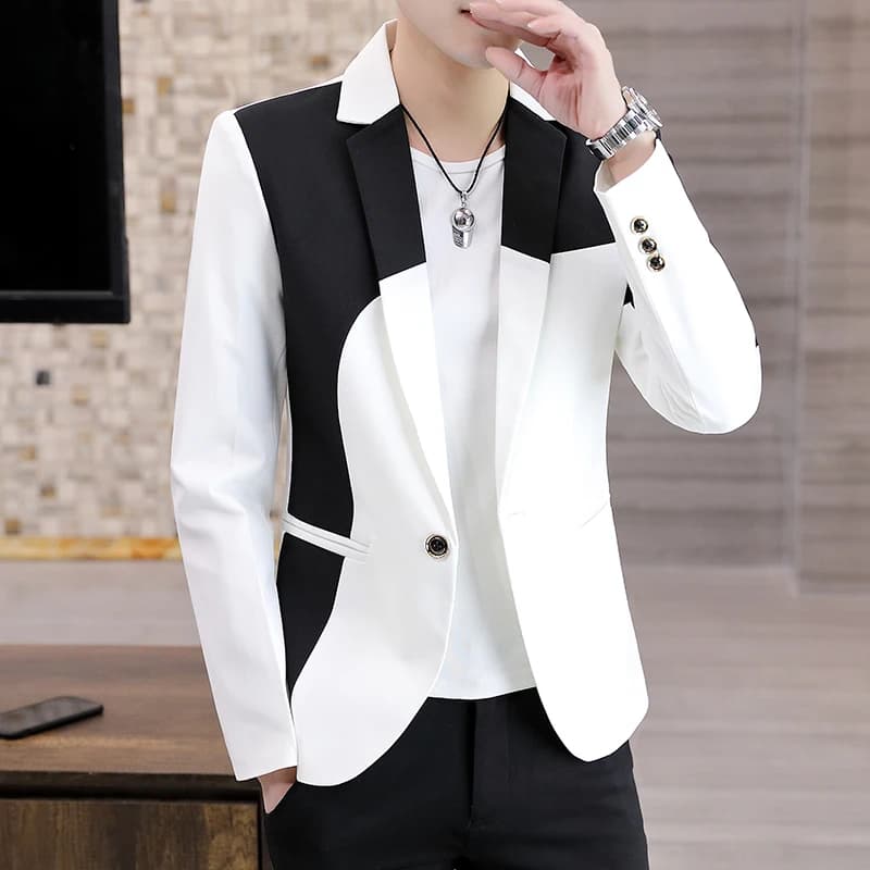 New Splicing Men Blazers Slim Fit Business Casual Suit Jacket