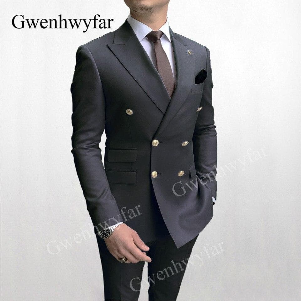 Men Double Breasted Dress Suit