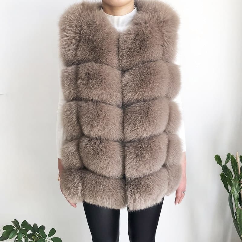 New Women High quality fox fur vest Jacket 100% natural real fur fashion fur coat jacket vest Genuine Leather coat