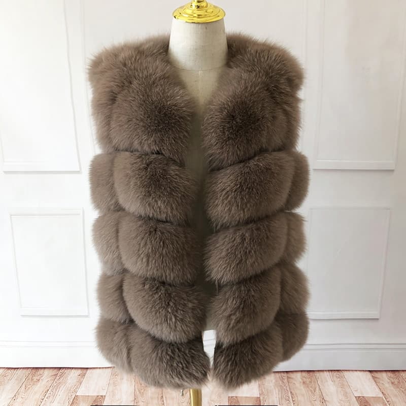 New Women High quality fox fur vest Jacket 100% natural real fur fashion fur coat jacket vest Genuine Leather coat