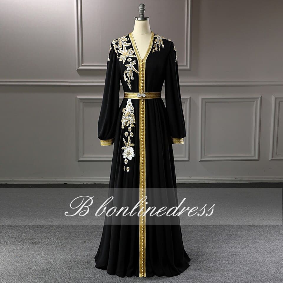 New Women Moroccan Caftan Evening Dresses Embroidery Appliques Long Casual Women Dress Arabic Muslim Plus Size Party Robe