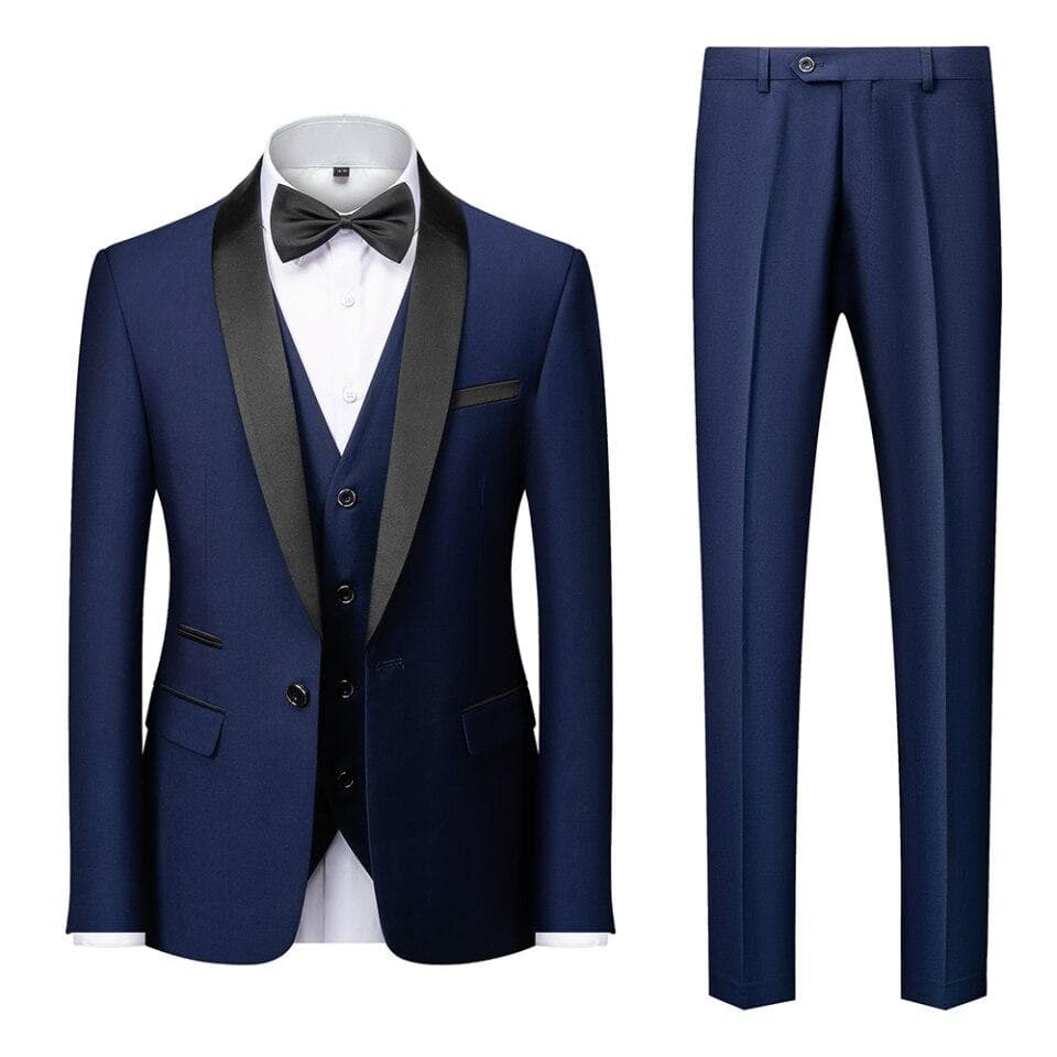 Men Wedding Block Collar Dress Suits