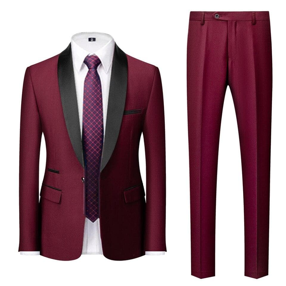 Men Wedding Block Collar Dress Suits