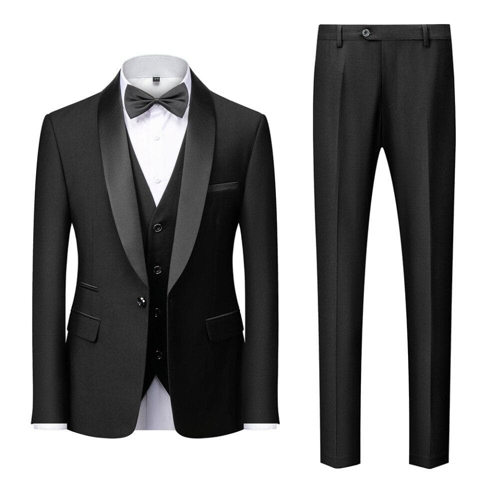 Men Wedding Block Collar Dress Suits