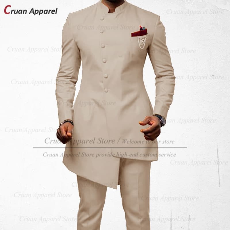New Men Indian Wedding Suit Set Tailor made Slim Fit Best Man Groom Dress Tuxedo 20 Colours Prom Dinner Gold Robe Blazer Pants 2Pcs