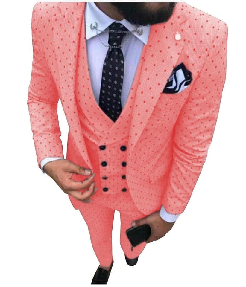 Men Wave point Three Pieces Dress Suits