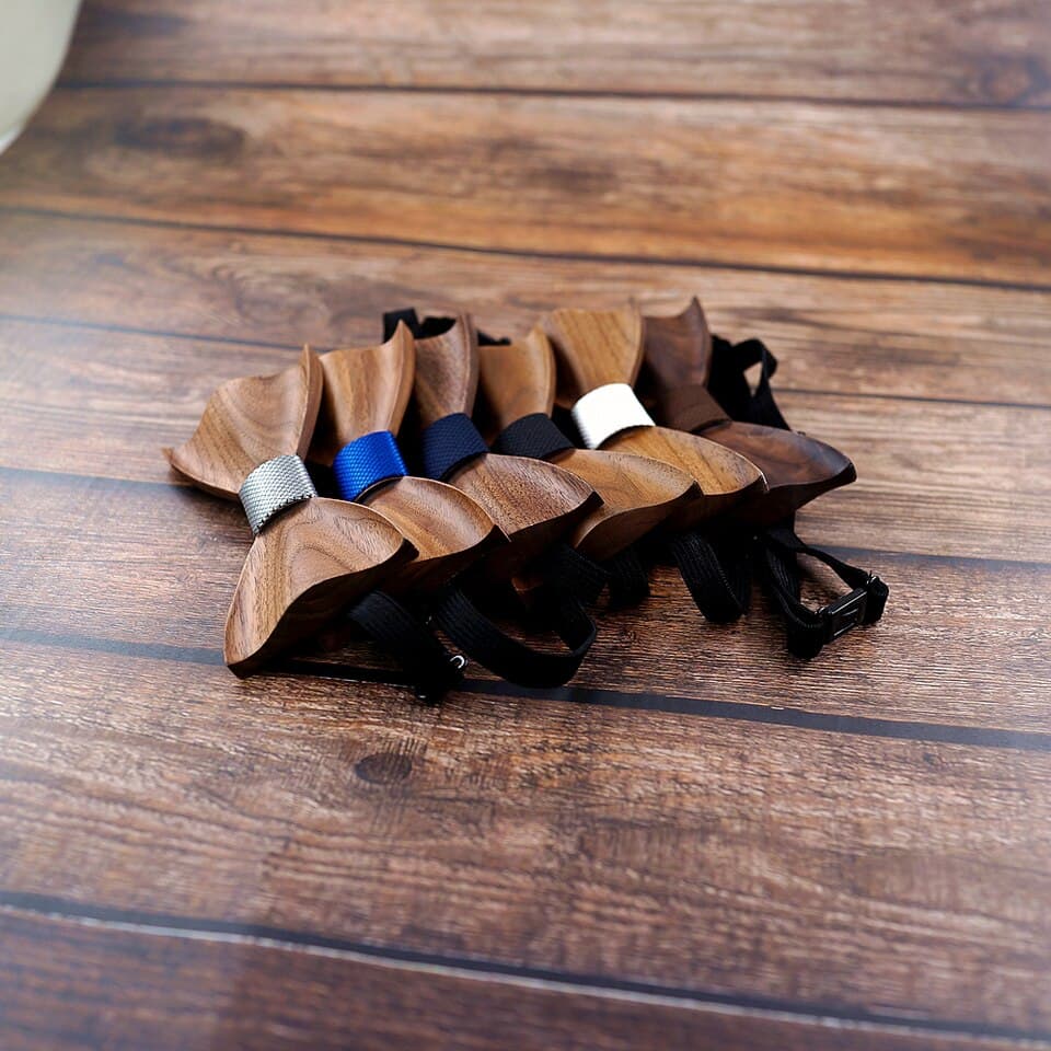 New design Men 3D Wooden Tie Pocket Square Cufflinks Fashion wood bow tie wedding dinner Handmade corbata Wooden Ties Gravata set