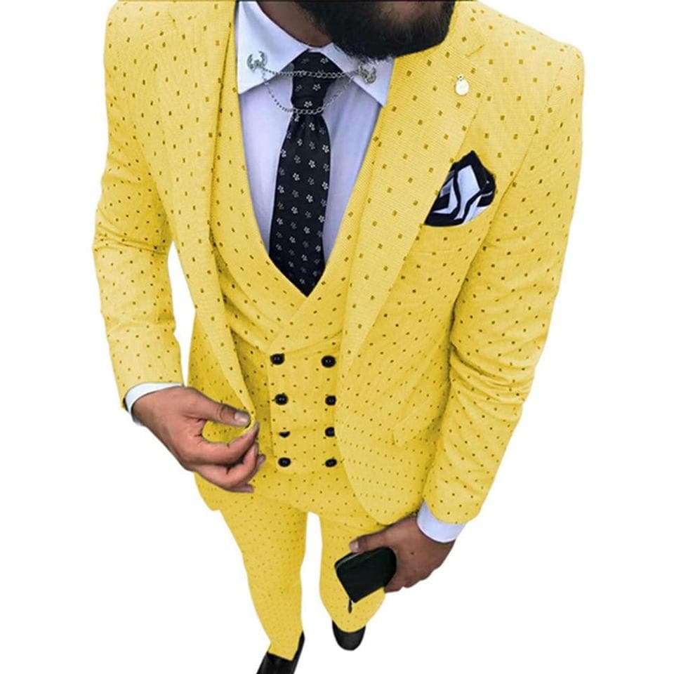Men Wave point Three Pieces Dress Suits