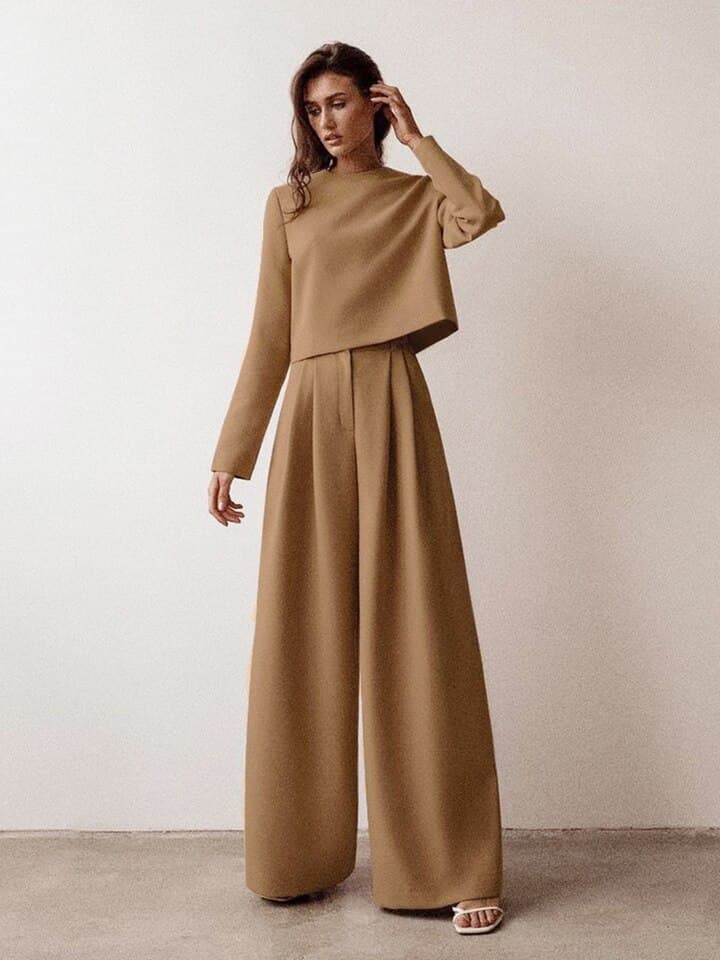 New Women Classic Wide Pants Floor Length Pleated Loose Women Trousers Spring Wide Leg Pants Vintage Female Palazzo Pants