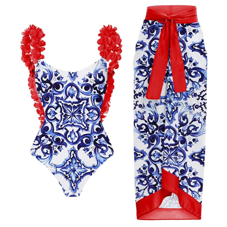 New Women Swimwear One Piece Luxury Swimsuit with Skirt Bikini Backless Beach Dress Designer Bathing Suit Summer Surf Wear