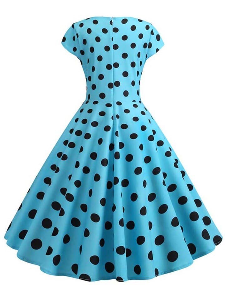 New Women Summer Dress Vintage Floral Print Rockabilly Dress Robe Femme Sundress Vestidos Polka Dot Party Dress
