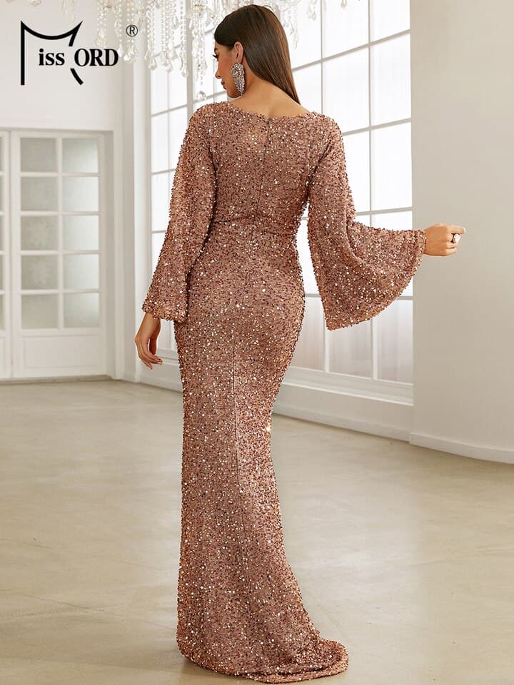 Sweetheart Neck Trumpet Sleeve Floor Length Sequins Prom Dress Women Elegant Wedding Party Long Maxi Fashion Evening