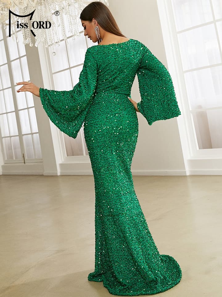 Sweetheart Neck Trumpet Sleeve Floor Length Sequins Prom Dress Women Elegant Wedding Party Long Maxi Fashion Evening