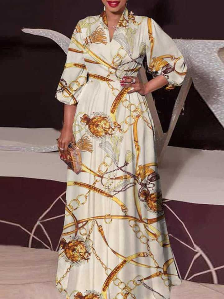 New Women Autumn Maxi Dress Street Baggy Sundress Party Robe Lady Long Sleeve Vestido Oversize Women Floral Printed Sundress