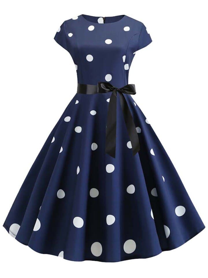 New Women Summer Dress Vintage Floral Print Rockabilly Dress Robe Femme Sundress Vestidos Polka Dot Party Dress