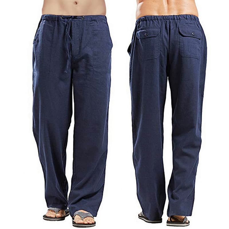 New Autumn Linen Wide Men Pants Korean Trousers Oversize Linens Streetwear Male Spring Yoga Pants Casual Men Clothing Sweatpants