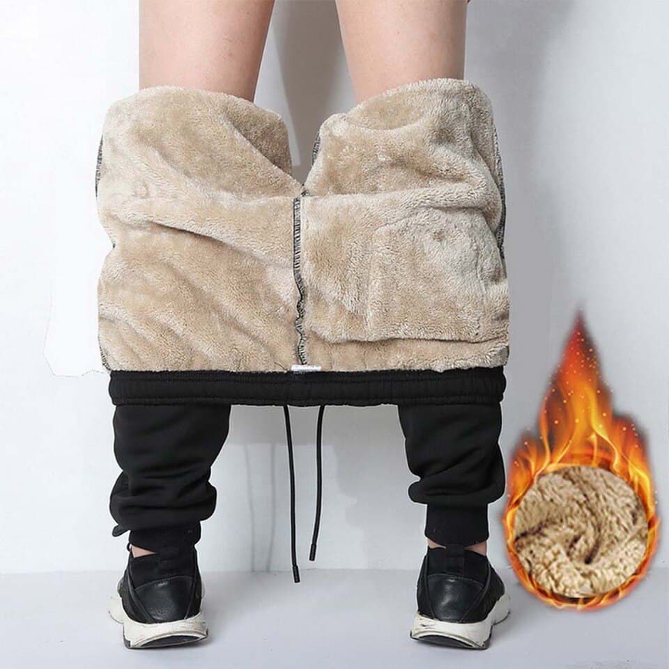 New Thick Fleece Joggers Mens Pants Winter Cotton Trousers Lambskin Cashmere Sweatpants Warm Male Casual Track Pants PAM56