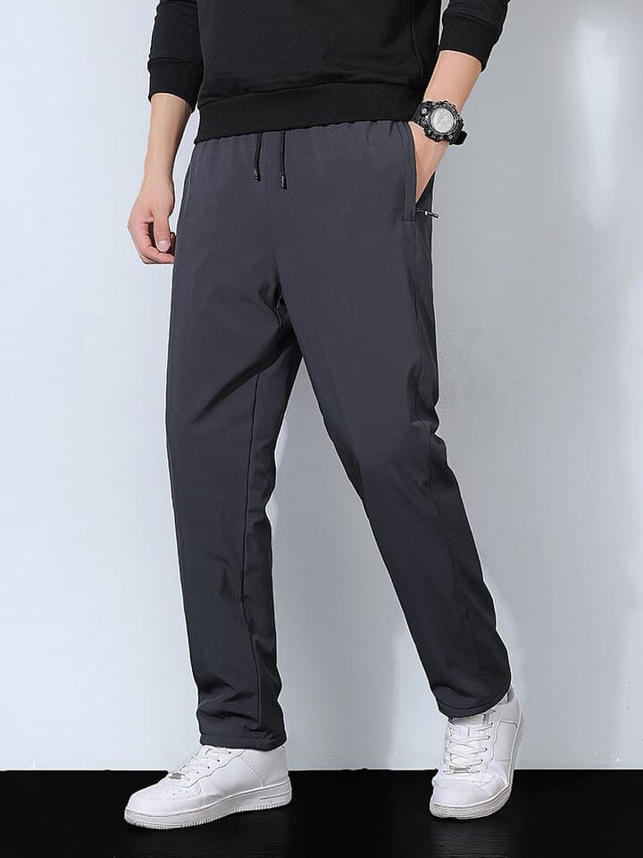 Men Winter Thick Warm Fleece Sweatpants Men Joggers Plus Size Straight Long Track Pants Windproof and Waterproof Thermal Trousers