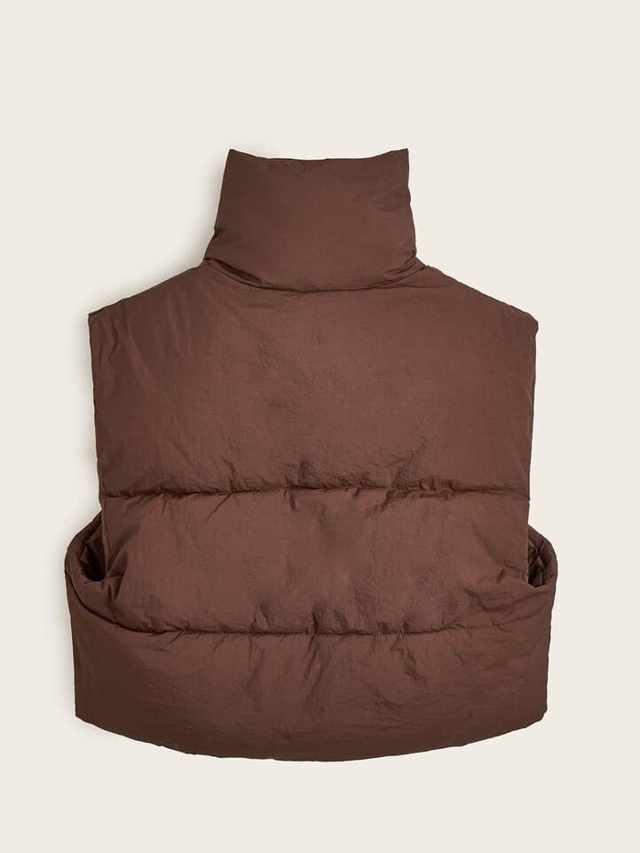 New Women Puffy Vest Zip Up Stand Collar Sleeveless oversized Lightweight Padded Cropped Puffer Quilted Vest Winter Warm Coat Jacket