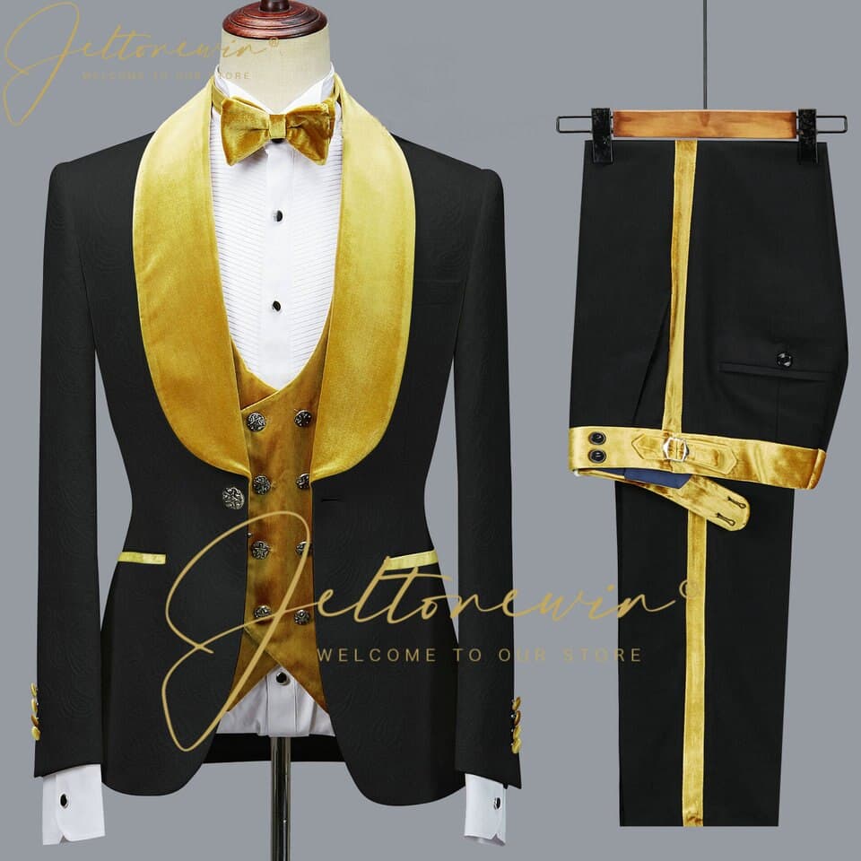 New Floral Jacket Men Suit Slim Fit Wedding Tuxedo Navy Blue Velvet Lapel Groom Party Suits Costume Homme Best Man Blazer