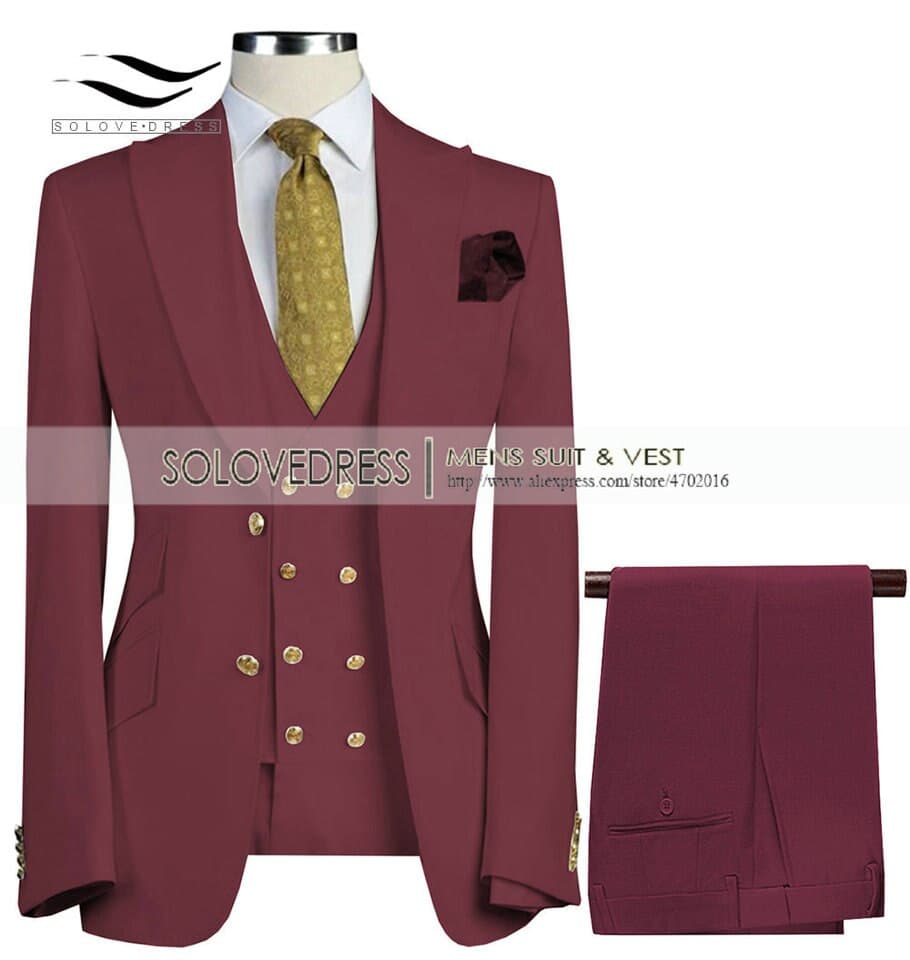 New Men Suits Slim Fit Business Suits Groom Army Green Noble Grey White Tuxedos for Formal Wedding suit 3 Pieces (Blazer+Pants+Vest)