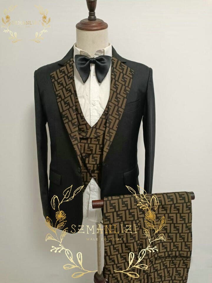 New Men Black Floral Party Blazer Men Suits Costume Homme Groom Tuxedos Wedding Terno Masculino 3 Pieces