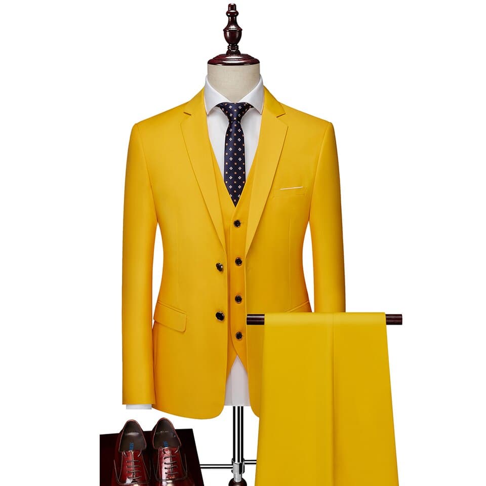New Men High End Brand Formal Business Mens Suit Three-piece Groom Wedding Dress Solid Color Suit