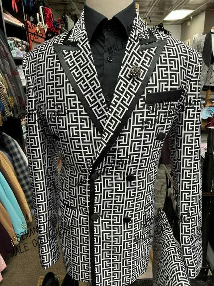 New Men Blazer Sets Double Breasted Suits Latest Coat Pant Terno Masculino Slim Fit Plaid Tuxedo Party Suits Wedding Suits For Men