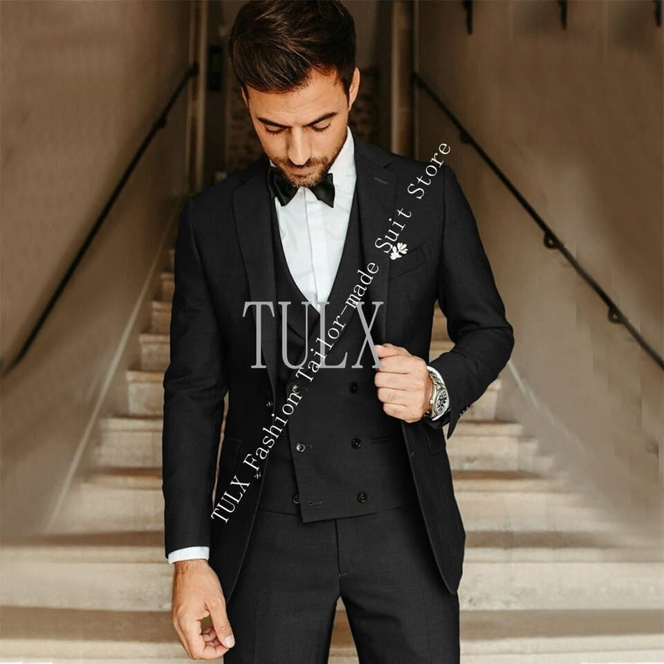 Male Suit Army Green Groom Tuxedos Party Suit Slim Fit Business Casual Jacket Sets 3 Piece (Blazer + Vest + Pants)Costume Homme – view 2