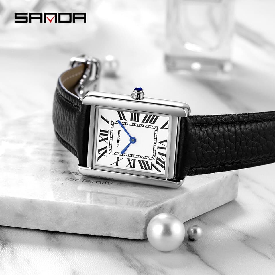 Wrist Watches for Women Silver Case Ladies Watches Luxury Brand Leather Band Quartz Clock zegarek damski 1