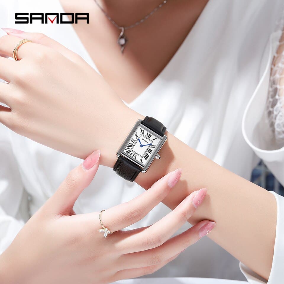 Wrist Watches for Women Silver Case Ladies Watches Luxury Brand Leather Band Quartz Clock zegarek damski 1
