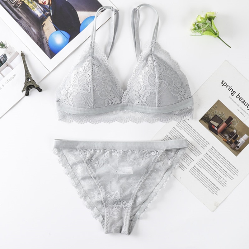 Women Underwear Set Lace Bralette Push-up Bra and Panty Sets Female Brassiere Embroidery Sexy Lingerie Set