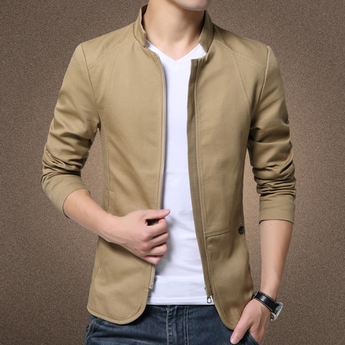 Fashion Stand Collar Men Jacket Coats Men Slim Fit Business Casual Male Jackets Men Clothing Plus Size M-5XL Solid