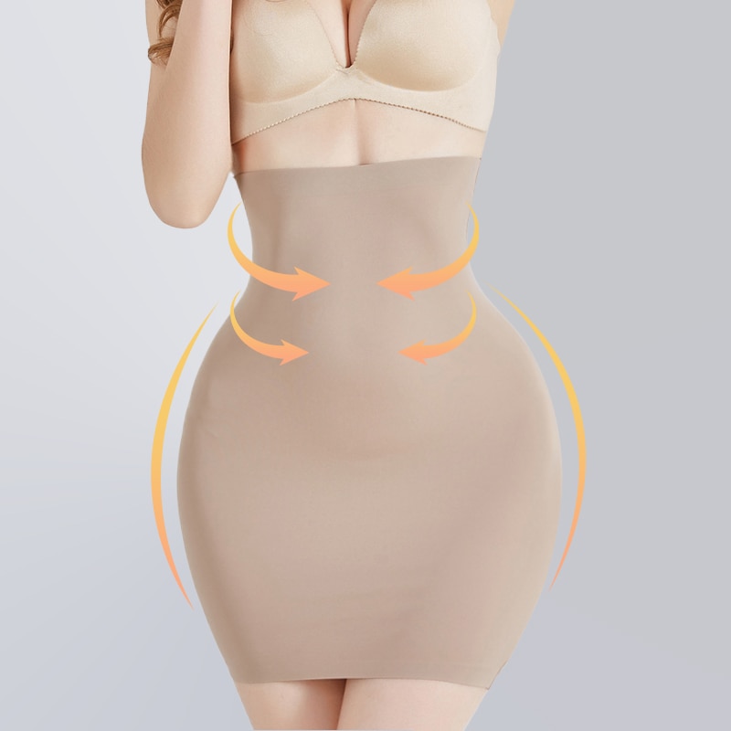 Women Half Slips for Under Dresses High Waist Underskirt Seamless Skirt Tummy Control Body Shaper Butt Lifter Slimming Underwear