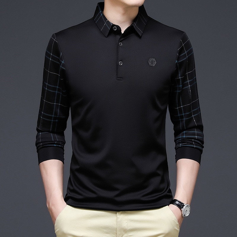 New Men Fashion Solid Polo Casual Shirt