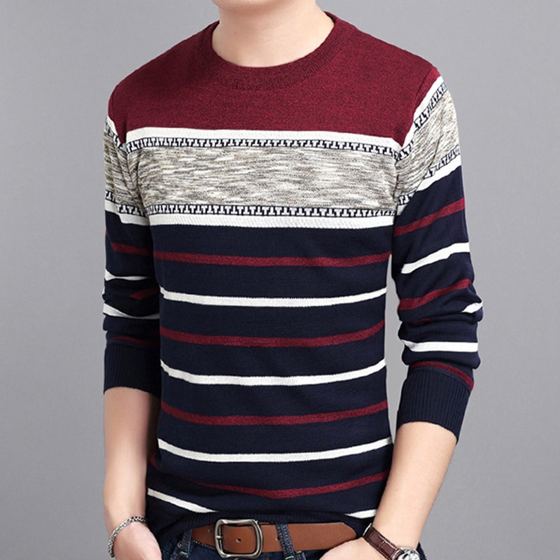 Brand Clothing Men Sweater Autumn Shirt New Round Collar Pullover Men Knit Shirt Slim fit Fashion Polo Sweater Streetwear
