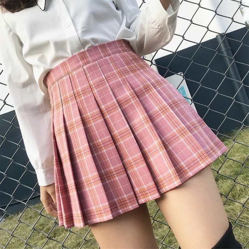 Summer Women Plaid Skirts Korean Cute Style Skirts for Girls High Waist School Pleated Mini Skirts Women