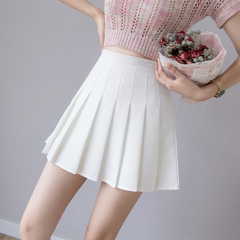 Sexy Women Pleated Skirt Summer High Waist Chic A Line Ladies Pink Mini Skirt Korean Zipper Preppy Style Girls Dance Skirt