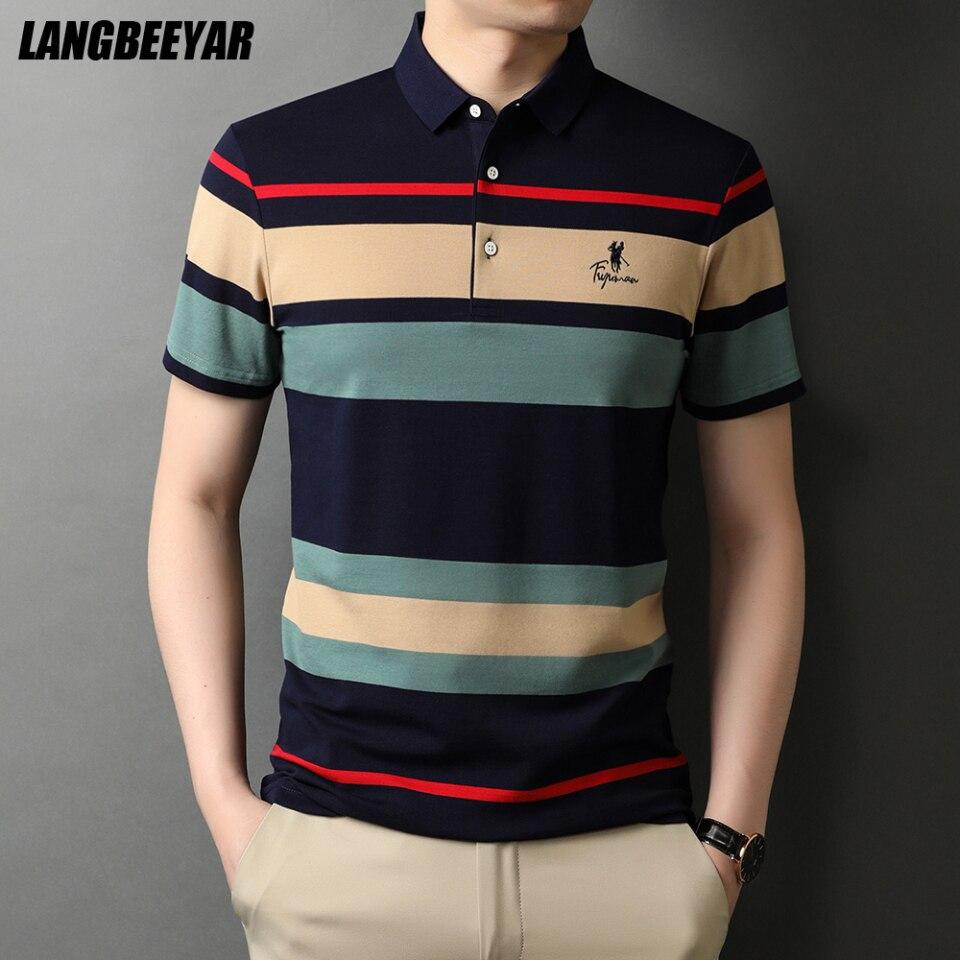 New Summer Brand Men Striped Embroidery Polo Shirt With Short Sleeve Casual Tops Fashions Men Clothing