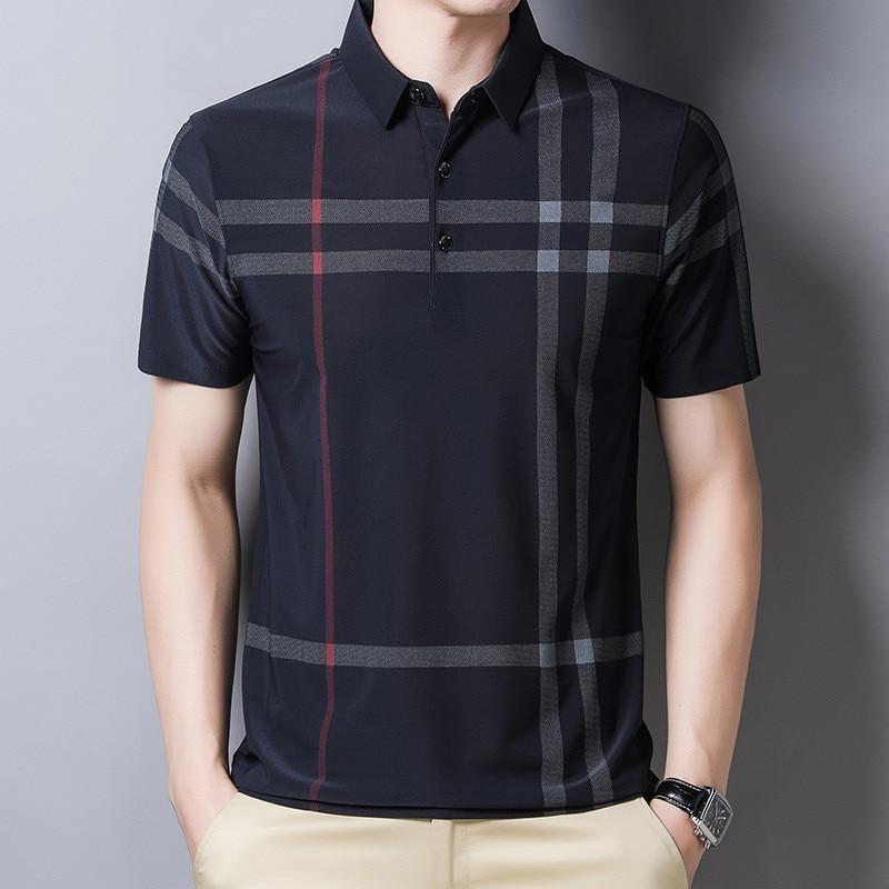 Fashion Brand Men Polo Summer Cool Thin Shirt for Men Short Sleeve Striped Casula Male Polo Shirt Korean Clothing