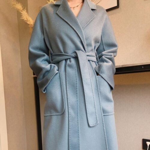 New Popular Women High End Water Ripple Dress Coat Double Sided Wool Coat Women Long Bathrobe Style Autumn Winter Coat For Women - Image 6