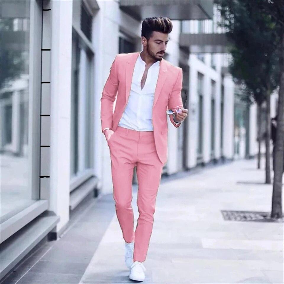 Casual Fashion Luxurious Business Men Dress Suits for Wedding Suits Man Tuxedos Slim Fit Peak Lapel Grey Men Suits (Jacket+Pants)